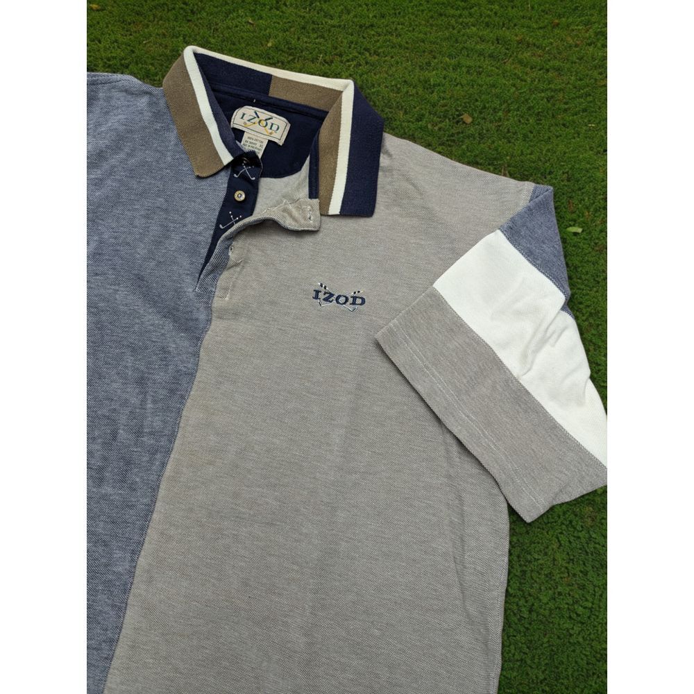Vtg‎ Izod Golf Colorblock Cotton Polo Shirt - XL